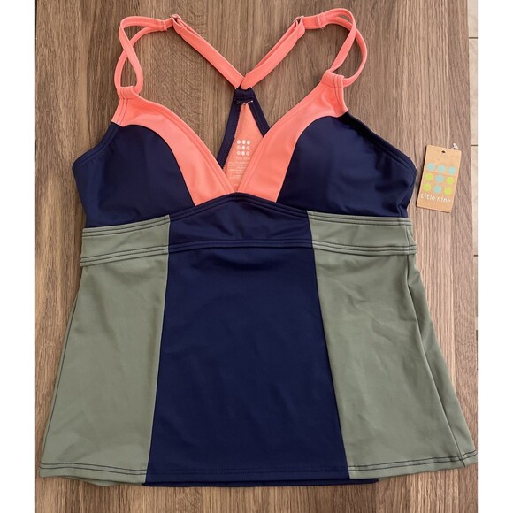 NWT Title Nine Color-block Tankini Top, Racerback, Women Medium, Blue Green Pink - Picture 4 of 16